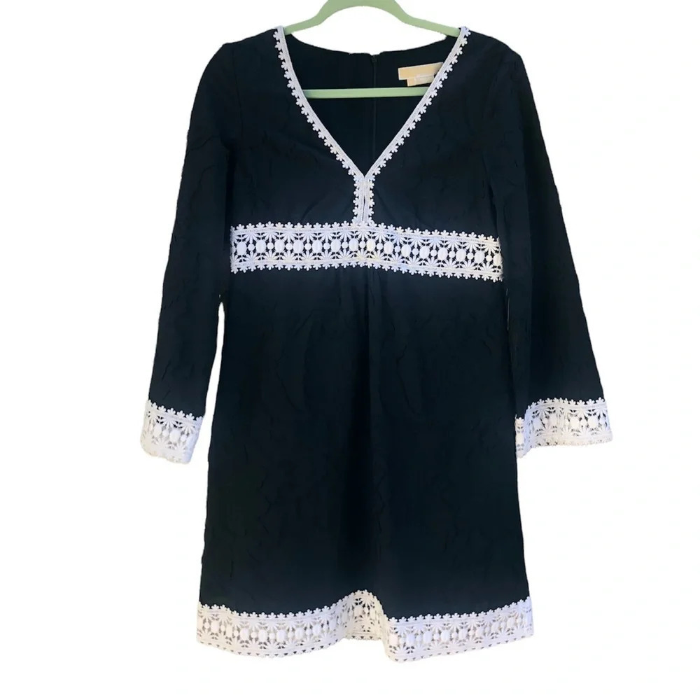 MICHAEL KORS EMBROIDERED LONG SLEEVE DRESS